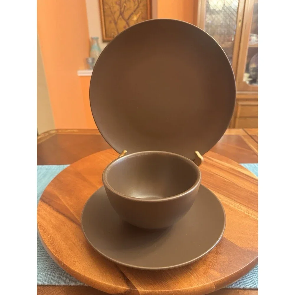 IKEA FARGRIK 11” DINNER PLATES, Salad Plate & Bowl DARK BROWN